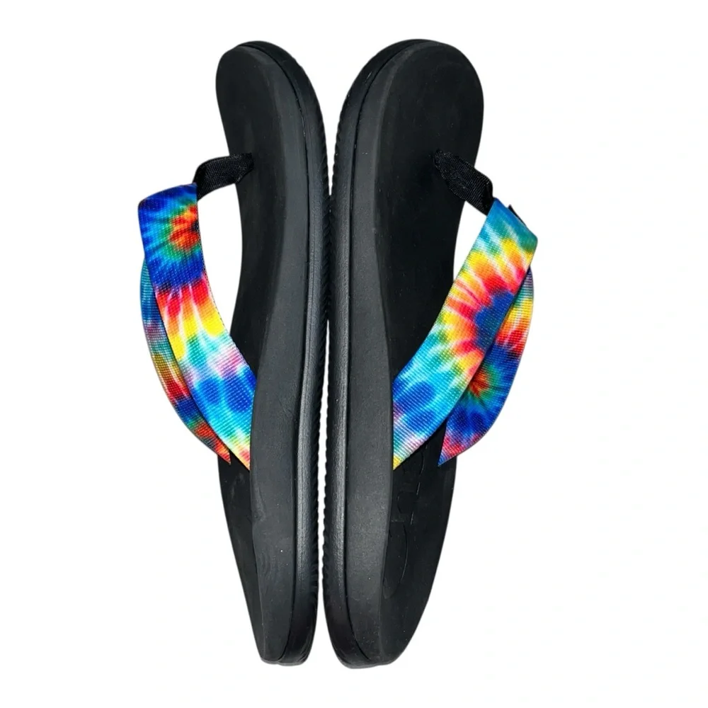 NEW Chaco Men’s Chillos Rainbow Tie Dye Flip Flop Thong Sandals Shoes size 11
